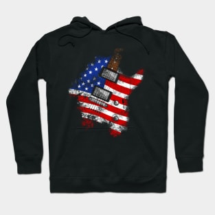 4th July Electric Guitar American Flag Independence Day Hoodie